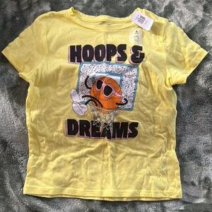Bright Yellow Short Sleeve Tee with Hoops Dreams Graphic